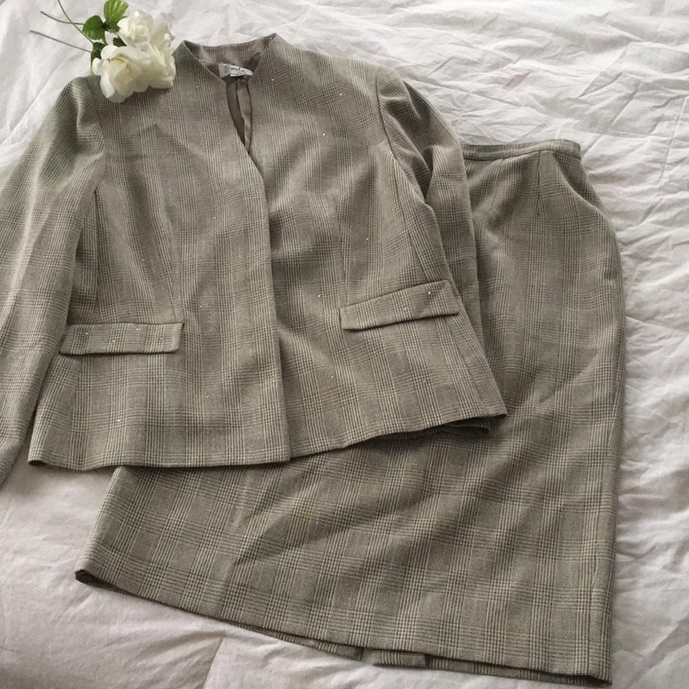 Size 14 2pc Glen Check Dress Suit